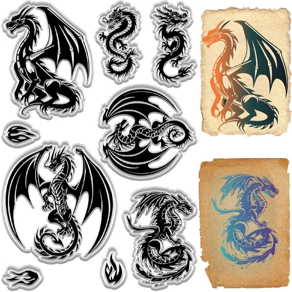 Plastic Stamps for DIY Scrapbooking Photo Album Decorative Cards Making Stamp Sheets Dragon 160x110mm DIY