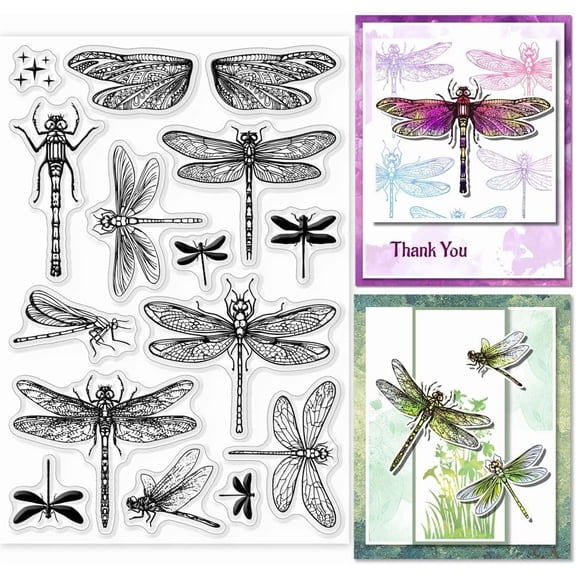 1 Sheet Dragonfly Clear Stamps for DIY Scrapbooking Insect Dragonfly Silicone Stamp Seals Transparent Stamps