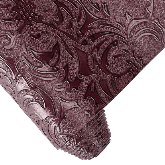1 Sheet Embossed Flower Pattern Imitation Leather Fabric for DIY Leather Crafts Bags Making Accessories Dark Red 300x1350mm DIY