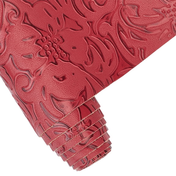 1 Sheet Embossed Flower Pattern Imitation Leather Fabric for DIY Leather Crafts Bags Making Accessories FireBrick 30x135cm for making
