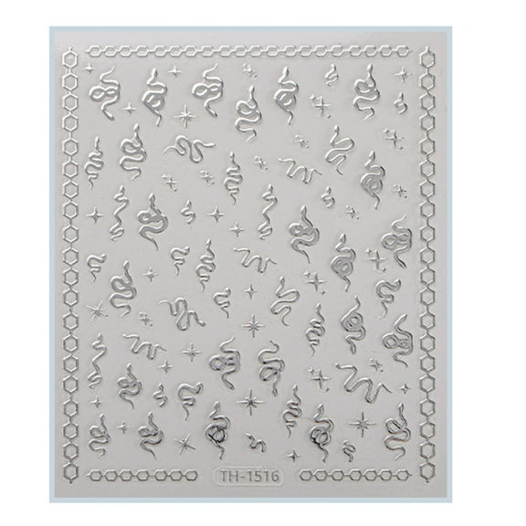 1 Sheet Fashion Nails Art Decals for Chinese New Year Manicure Decors with Cartoon Snake PatternsNail Salon Accessories