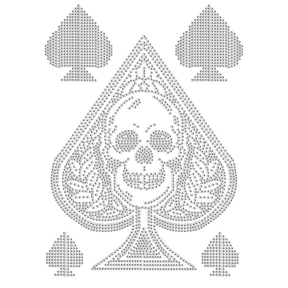 1 Sheet Glass Hotfix Rhinestone Iron on Appliques Costume Accessories for Clothes Bags Pants Spade Halloween Skull 297x210mm