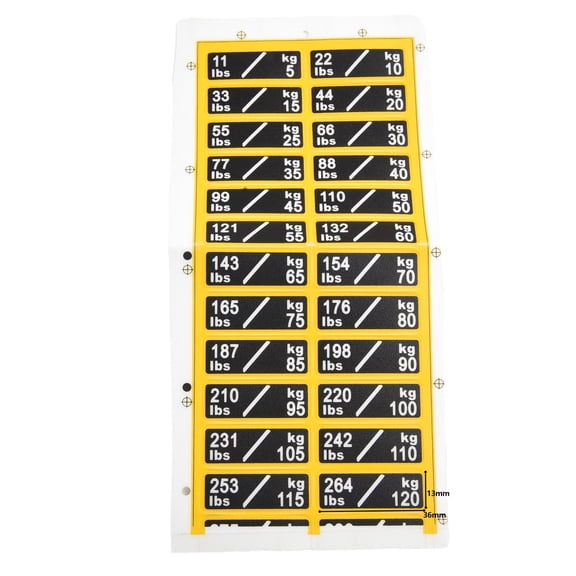 1 Sheet Gym Weight Sticker Labels Power Equipment Label Numbers Sticker Labels