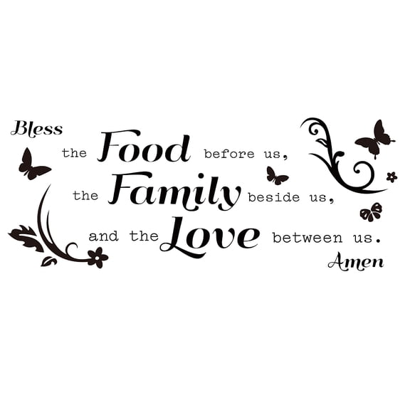 1 Sheet Kitchen Dining Room Wall Stickers Food Family Love Wall Decals Family Lettering Butterfly Pattern Wall Stickers