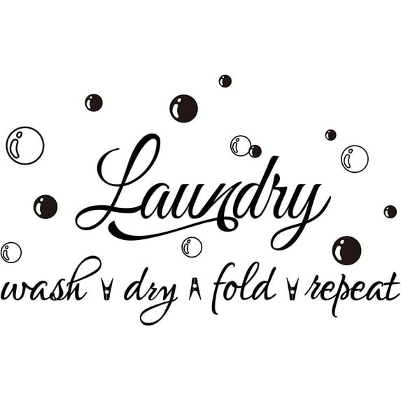 1 Sheet Laundry Quotes Wall Stickers Vinyl Wall Decor Stickers DIY Saying Wall Art Decal Sticker Home Decoration for Living Room Bedroom Bathroom Black(58x35.3cm)