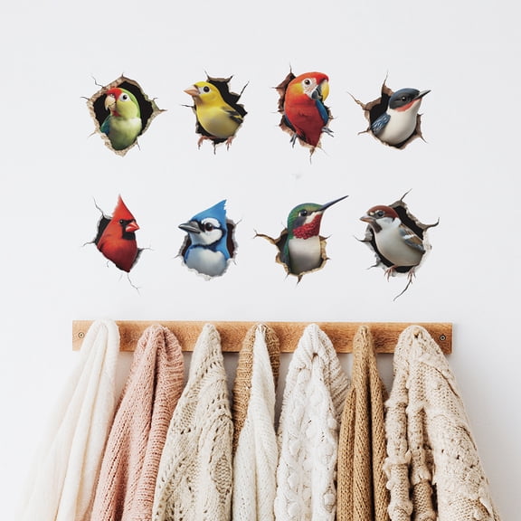 1 Sheet Little Birds Wall Stickers 8 Styles Swallows Hummingbirds Sparrows Decor Spring Birds Removable Peel and Stick Wall Decor for Nursery