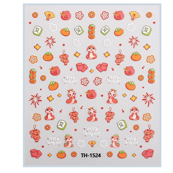 1 Sheet Nails Art Stickers for Women Traditional Chinese New Year Patterns Festival Nails Decals Manicure Nails Designs