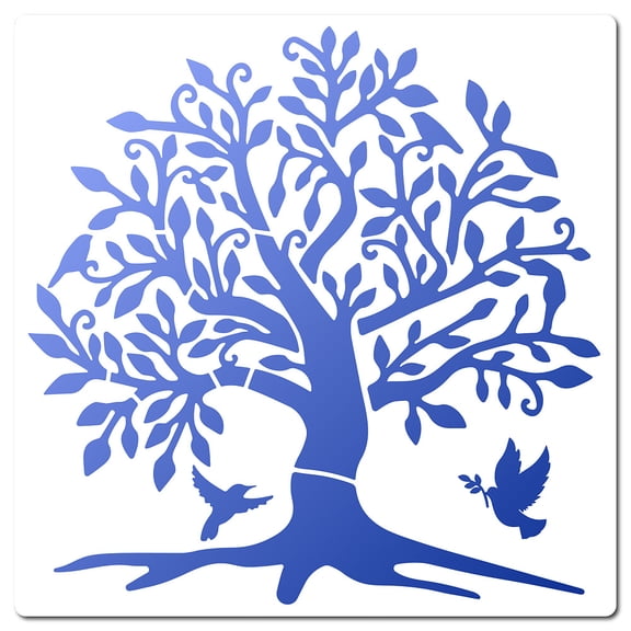 1 Sheet PET Plastic Drawing Painting Stencils Templates Square Creamy White Tree Pattern 300x300mm