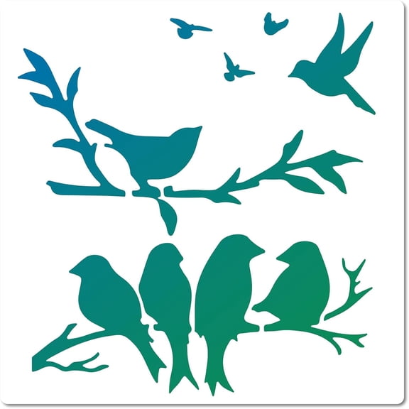 1 Sheet PET Plastic Hollow Out Drawing Painting Stencils Templates Square Bird Pattern 300x300mm for DIY