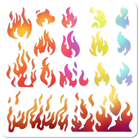 1 Sheet PET Plastic Hollow Out Drawing Painting Stencils Templates Square Fire 300x300mm
