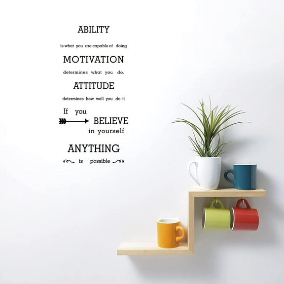 1 Sheet PVC Ability Motivation Attitude Wall Stickers Quotes Wall Inspirational Quote Saying Wall Sticker for DIY