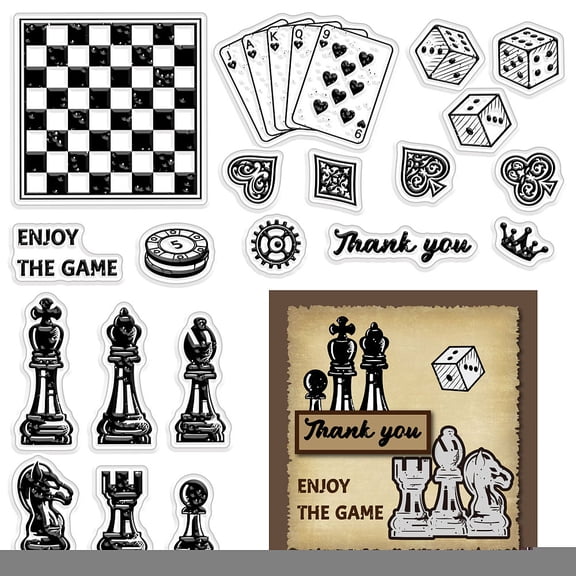 1 Sheet PVC Plastic Clear Stamps for DIY Scrapbooking Photo Album Decorative Cards Making Chess Pattern 160x110x3mm