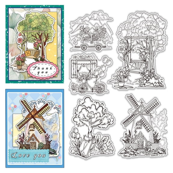 1 Sheet PVC Plastic Clear Stamps for DIY Scrapbooking Photo Album Decorative Cards Making Mixed Shapes 160x110mm for DIY