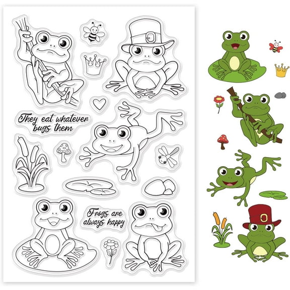 1 Sheet PVC Plastic Stamps for DIY Scrapbooking Photo Album Decorative Cards Making Stamp Sheets Frog Pattern 16x11x0.3cm handmade