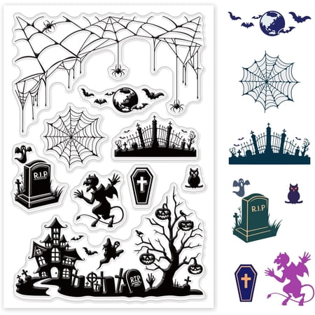 1 Sheet PVC Plastic Stamps for DIY Scrapbooking oto Album Decorative Cards Making Stamp Sheets Bat Pattern 16x11x0.3cm