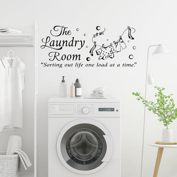 1 Sheet PVC Quotes Wall Sticker for Stairway Home Decoration Word The Laundry Room Sorting Out Life One Load At A Time Black 27x59cm for DIY