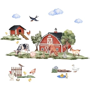 1 Sheet PVC Wall Stickers Wall Decoration Farm Theme House Pattern 1180x390mm