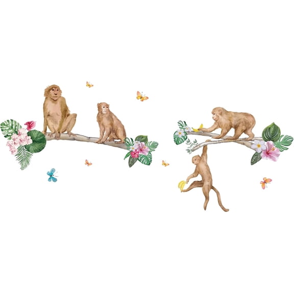 1 Sheet PVC Wall Stickers Wall Decoration Monkey Pattern 980x390mm