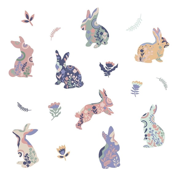 1 Sheet PVC Wall Stickers Wall Decoration Rabbit Pattern 900x390mm