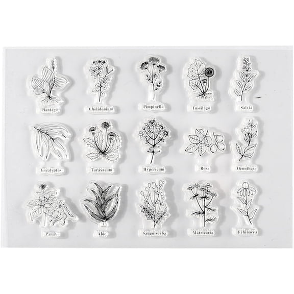 1 Sheet Plants Pattern Silicone Stamps Simple Style Silicone Clear Stamps Seal Transparent Silicone Stamps Craft Seal Stamps for Card Making Decoration and DIY Scrapbooking 113x146x3mm