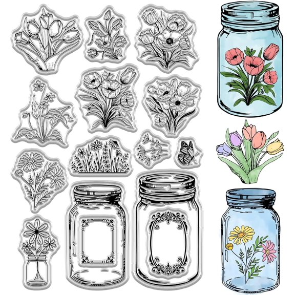 1 Sheet Plastic Stamps for DIY Scrapbooking Photo Album Decorative Cards Making Stamp Sheets Flower 160x110mm maker