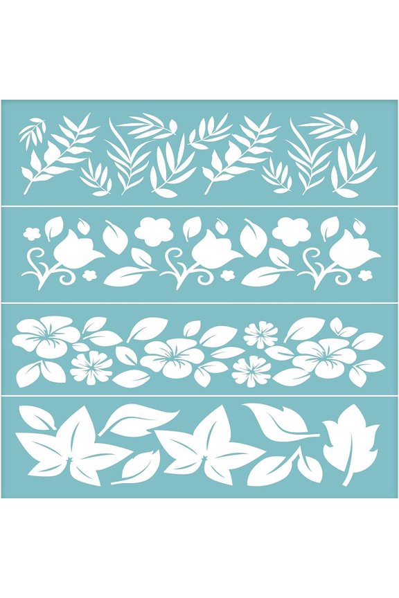1 Sheet Self-Adhesive Silk Screen Printing Stencil Reusable Pattern Stencils Flower & Leaf for Painting on Wood Fabric T-Shirt Wall and Home Decorations-11x8 Inch
