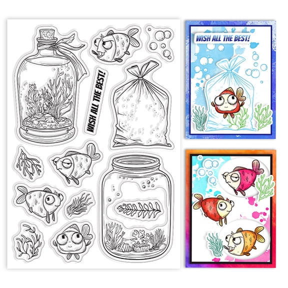 1 Sheet Summer Theme PVC Plastic Clear Stamps for DIY Scrapbooking Photo Album Decorative Cards Making Fish 160x110mm
