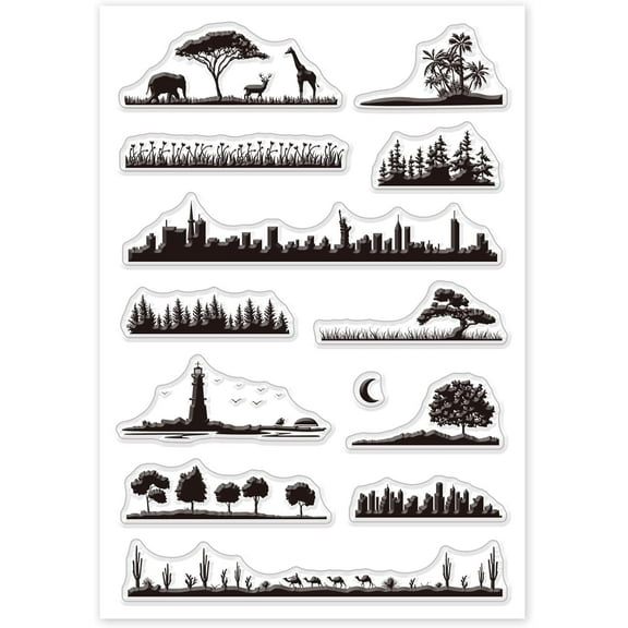 1 Sheet TPR Stamps with Acrylic Board for Imprinting Metal Plastic Wood Leather Tree Pattern 16x11cm