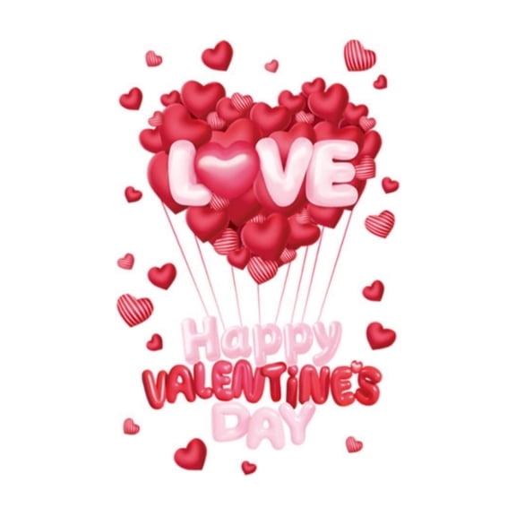 1 Sheet Valentines Window Cling Valentine's Day Decoration 3D Red Love Heart Balloons Window Stickers For Glass Valentines Window Decals Double-Sided Stickers