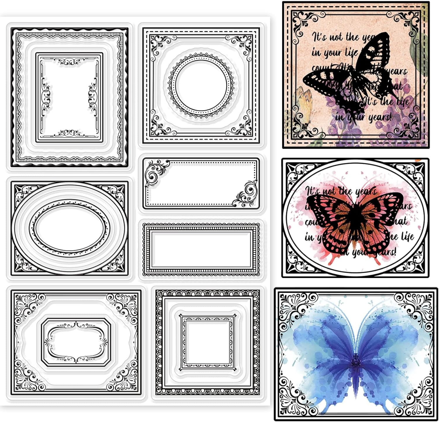 1 Sheet Vintage Label Clear Stamps Classical Lace Frame Silicone Clear ...