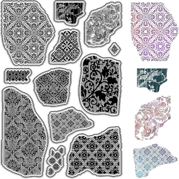 1 Sheet Vintage Texture Background Clear Rubber Stamps Reusable Retro Transparent Silicone Stamp Seals for Journaling Card Making Scrapbooking Photo Album Decorative DIY Christmas Gifts