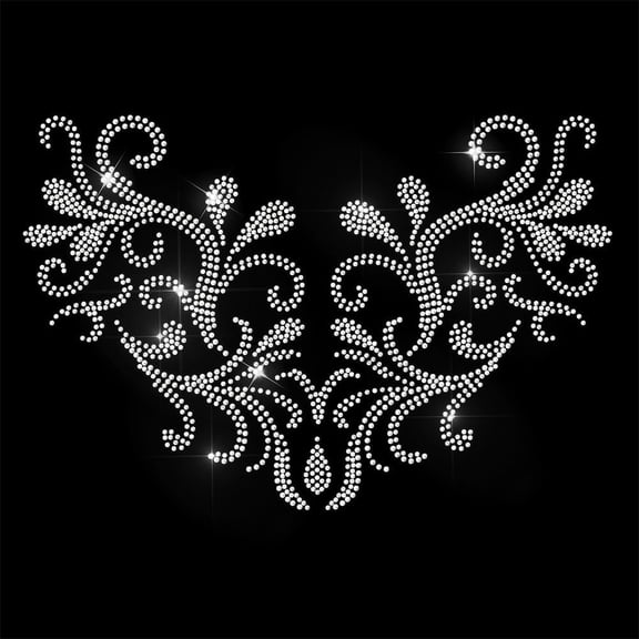 1 Sheet White Rhinestone Iron on Transfer Gorgeous Pattern Bling Diamond Hotfix Patches for Clothes 11.6"x8.2" Large Iron On Sequin Applique