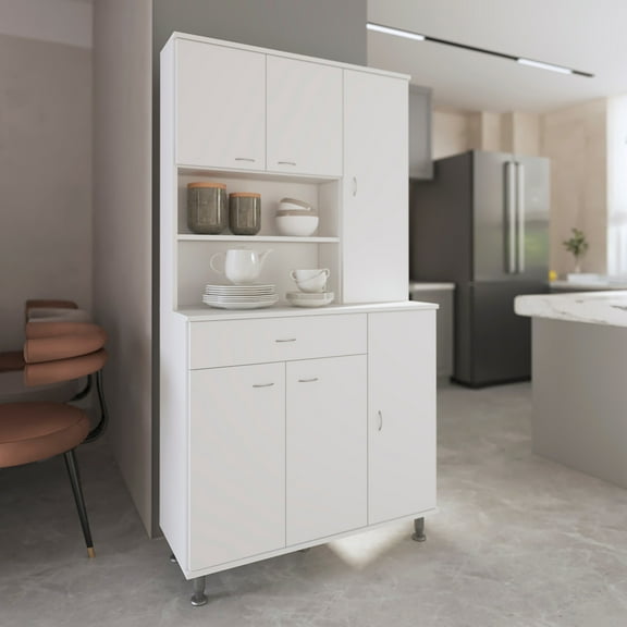 1 Shelf Drawer White Pantry Cabinet - Ideal For Storing Kitchen Essentials Effective Storage And