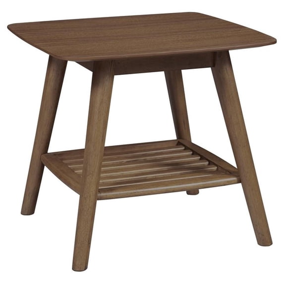 1-Shelf Mid-Century Wood End Table in Walnut