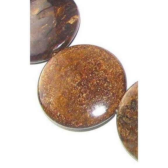 1 Shimmering Bronzite 35mm Coin Pendant Bead 008643