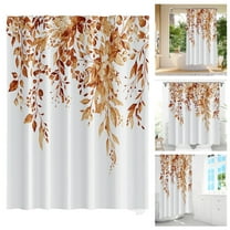 1 Shower Curtain Orange Botanical Leaves Kitchen Window Curtains Over Farmhouse Flower Fall Small Window Cafe Short Curtains for Bathroom Tier Drapes