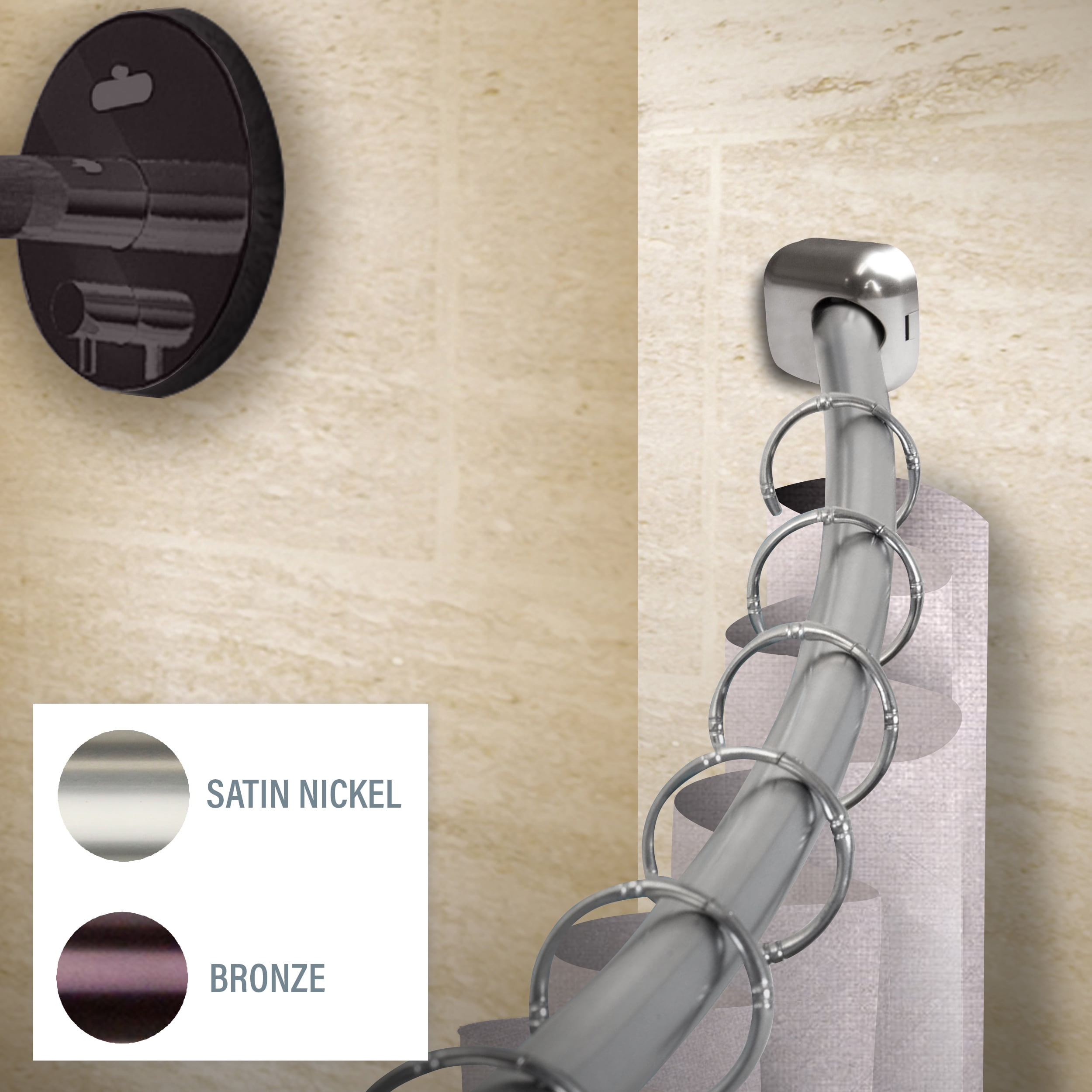 1" Shower Curtain Rod 41"-72"- Satin Nickel