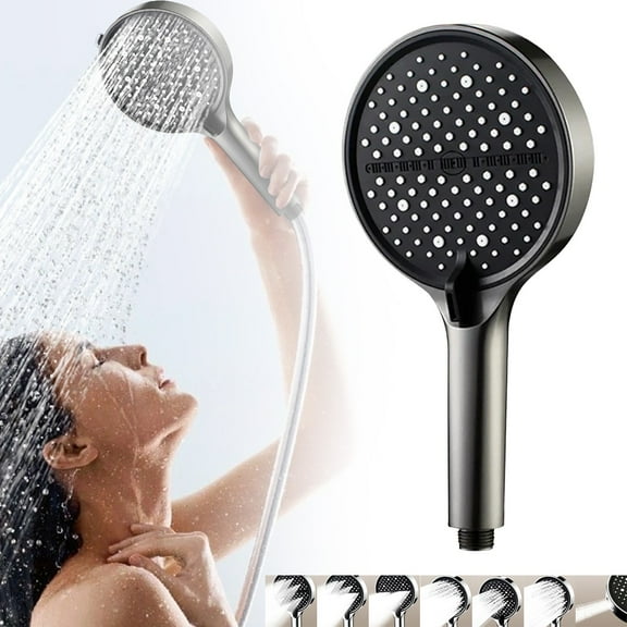 1 Shower Head High Pressure Adjustable Rain Shower Head with 7 Spray Patterns | Handheld Shower Head for Bathrooms and Home Use | Detachable Easy Clean Anti Clog Nozzle (27 X 14Cm)