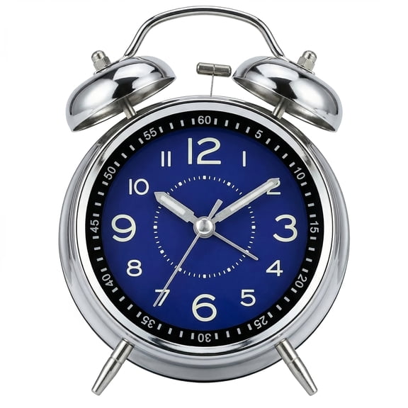 1 Silent Ticking Alarm Clock, Dual-Ear Ringing, Luminous Hands, Dial with Scales, Battery-Powered Model (Without Battery), Essential for School, Home Ala