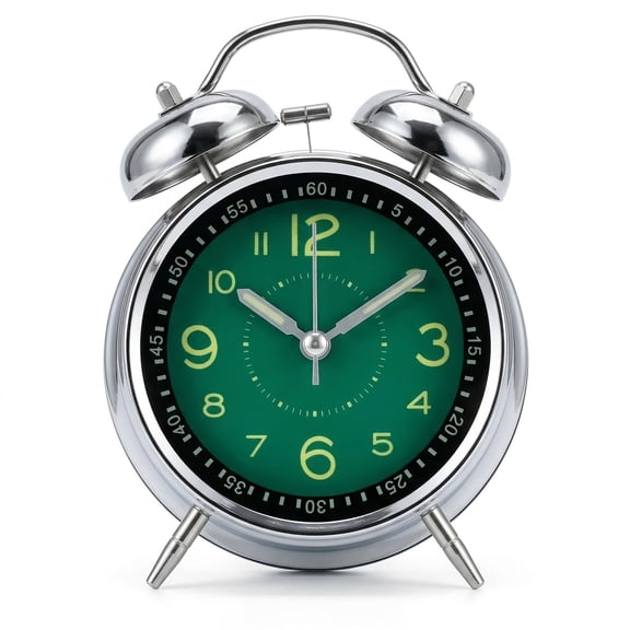 1 Silent Ticking Alarm Clock, Dual-Ear Ringing, Luminous Hands, Dial with Scales, Battery-Powered Model (Without Battery), Essential for School, Home Ala