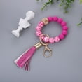 thumbnail image 1 of 1 Silicone Keychain Beaded Wristlet Key Ring Bracelet Beaded Keychain with Tassel for Women,8X8CM,Red, 1 of 8