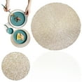 thumbnail image 1 of 1 Silver Circular Placemat Set 15 Inch Vinyl Placemat Non Heat Washable PVC Hollow Table Mat Used For Dinner Table Decoration, Gold, 1 of 4