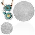 thumbnail image 1 of 1 Silver Circular Placemat Set 15 Inch Vinyl Placemat Non Heat Washable PVC Hollow Table Mat Used For Dinner Table Decoration, Silver, 1 of 5