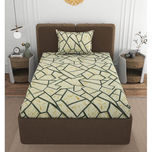 1 Single Bedsheet With 1 Pillow Cover - All Around Elastic Fitted | 100% Premium Fabric Is Lightweight, Soft & Comfortable | Size 36 X 72 X 8 Inches, Cream