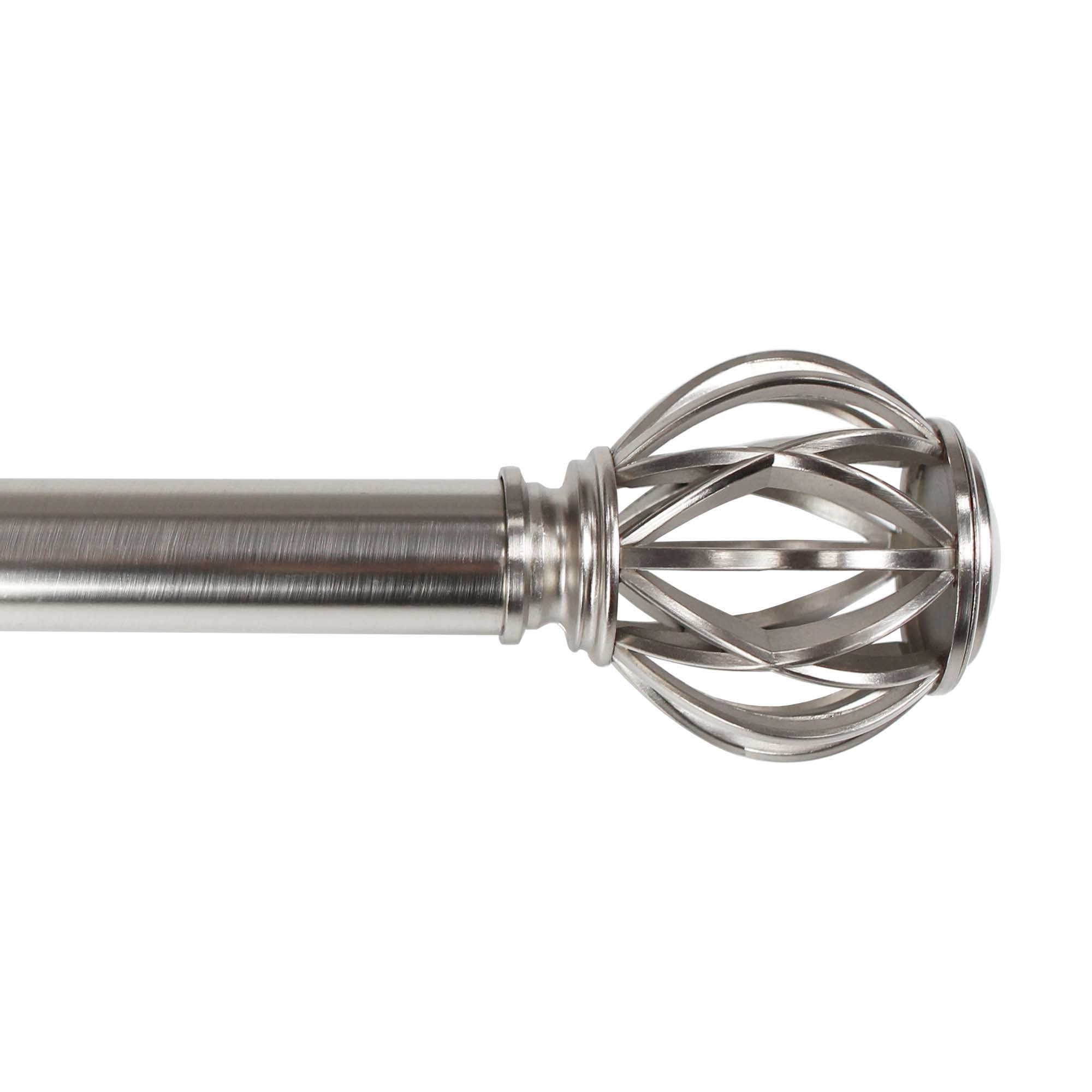 1" Single Curtain Rod Set with Decorative Cage finials