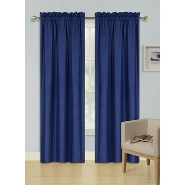 1 Single Panel Solid Foam Backing Lined Room Darkening Blackout Window Curtain Panel Treatment Drape Rod Pocket Matte in Different Sizes 84", NAVY R64