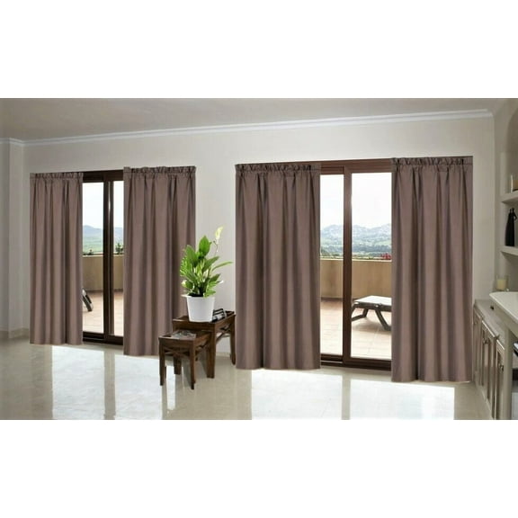 1 Single Panel Solid Foam Lined Blackout Window Curtain Panel Treatment Drape Rod Pocket Size 63" Long R64 brown