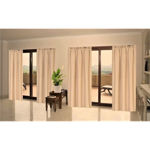1 Single Panel Solid Foam Lined Blackout Window Curtain Panel Treatment Drape Rod Pocket Size 63" Long R64 taupe