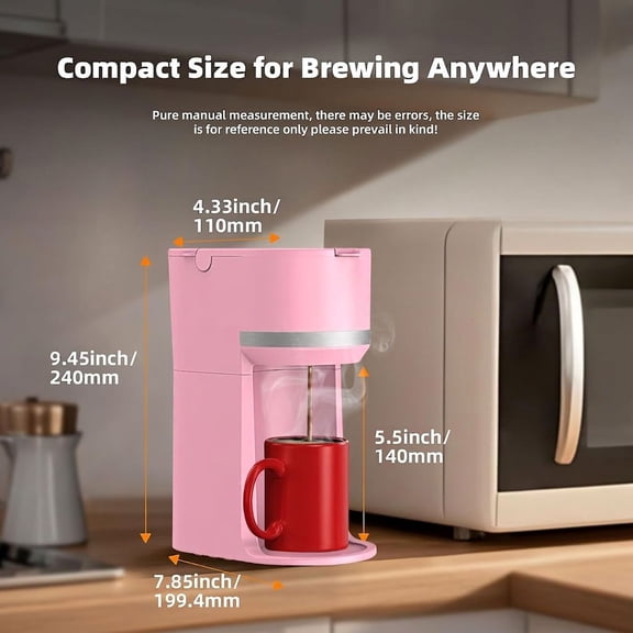 1 Single Serve Coffee Maker for K Cup Pods and Ground Coffee, One Button Operation, 6 to 12oz Brew Sizes, Design for Home Office