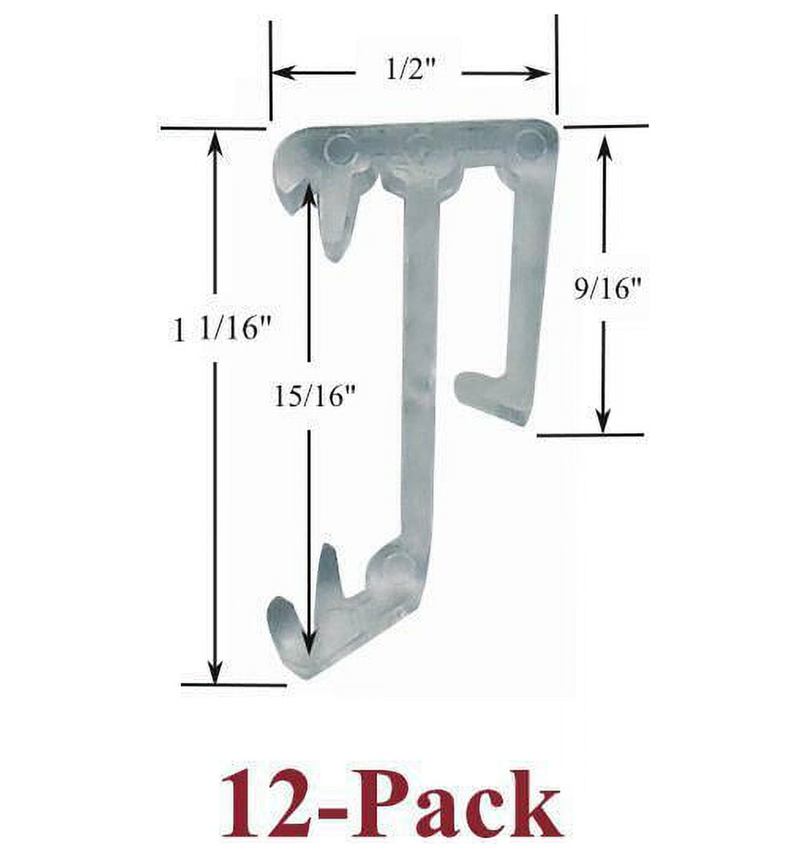 1" Single Slat CLEAR VALANCE CLIPS for Horizontal Wood or Mini Blinds (12Pack)